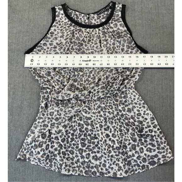 Sheer Leopard Print Sleeveless Top Potter’s Pot Women S Gray Black Elastic Waist - Picture 5 of 10